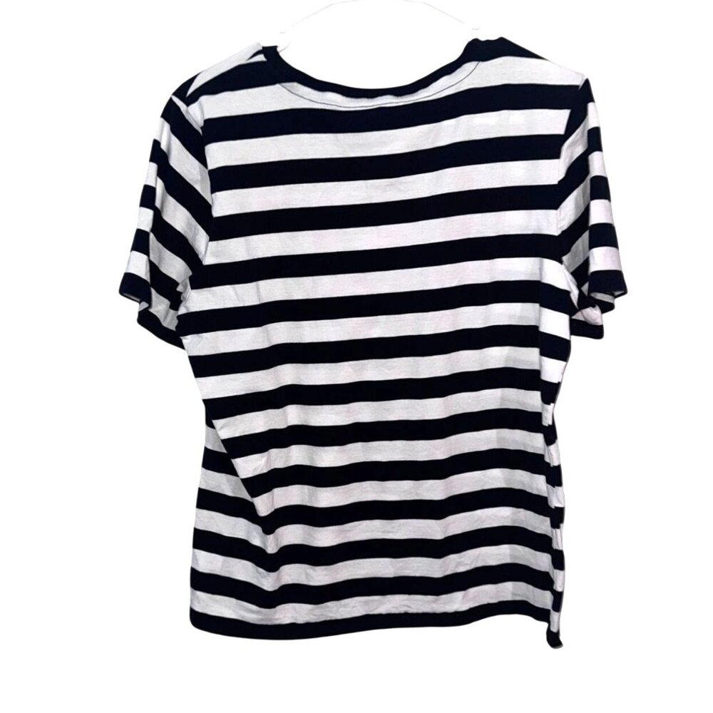 Karl Lagerfeld CEst Moi Blue & White Striped T-Shirt With Red Text Womens Size - Picture 5 of 7